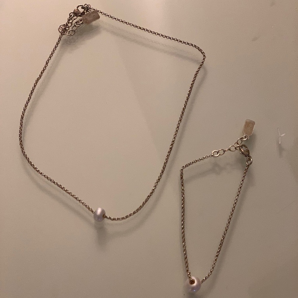 Sterling Silver & Pearl choker and bracelet